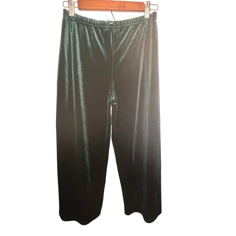 Hot Gal Women's Size S Velvet Emerald Green Wide Leg Elastic Waist Gaucho Pant‎